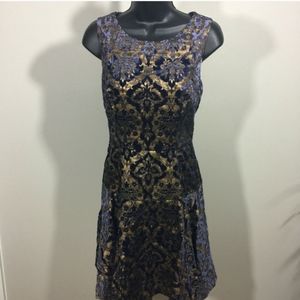 Betsey johnson navy gold dress